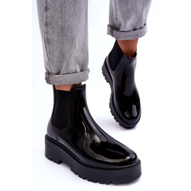 FEMEI LACQUEDER WELLIES ON BIG STAR MM274395 Platforma neagră negru 4
