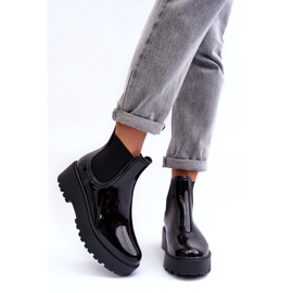 FEMEI LACQUEDER WELLIES ON BIG STAR MM274395 Platforma neagră negru 1