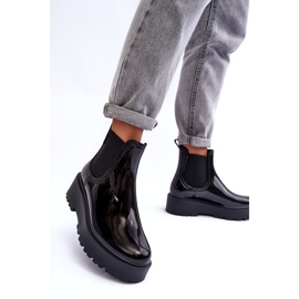 FEMEI LACQUEDER WELLIES ON BIG STAR MM274395 Platforma neagră negru 2