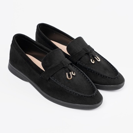 Mocasini de dama din piele intoarsa neagra negru 1