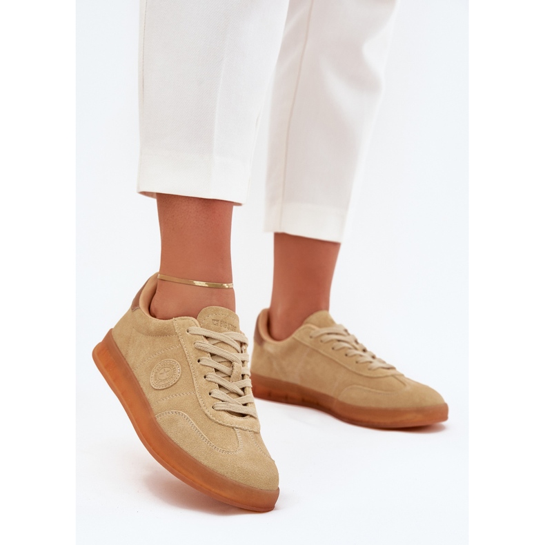 Adidaje din piele de căprioară pentru femei Big Star RR274849 Hi-Polish Beige System bej 2