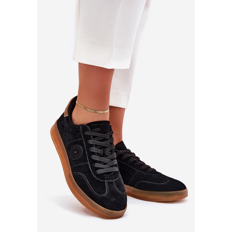 Adidaje din piele de căprioară pentru femei Big Star RR274851 Hi-Polish System Black negru 1