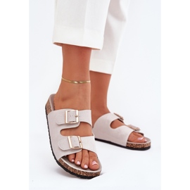 Boto Flip -flops pentru femei cu cleme aurii și cusături de lunar gri 2