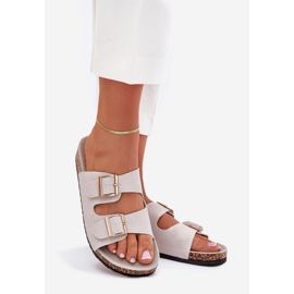 Boto Flip -flops pentru femei cu cleme aurii și cusături de lunar gri 1