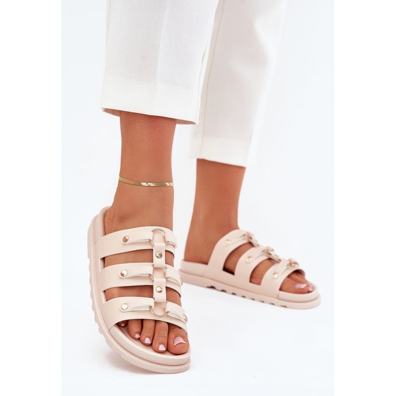 Boto Flip -flops pentru femei cu dungi ușoare bej Pasiriela 2