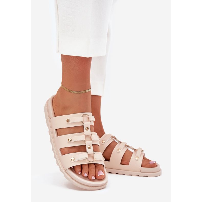 Boto Flip -flops pentru femei cu dungi ușoare bej Pasiriela 1