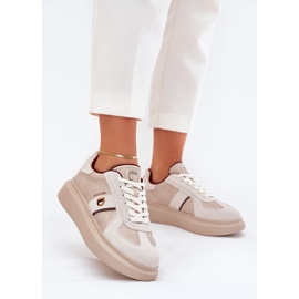 Adidaje din piele pentru femei pe platforma Big Star de Daniel Lopez SS2D4003 Beige bej 2