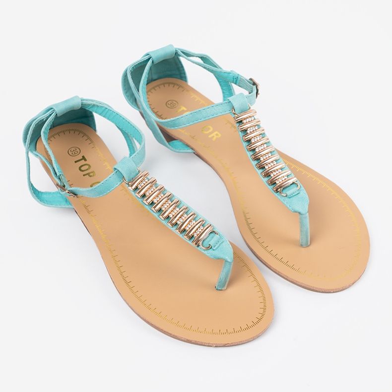 Shelvt Sandale albastre cu decor auriu albastru 2