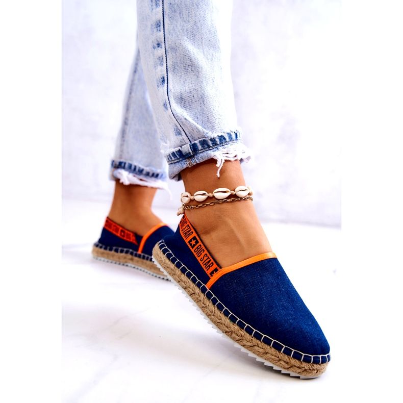 Material Espadrilles Inserție pentru femei Big Star JJ27487 Navy Blue albastru 4