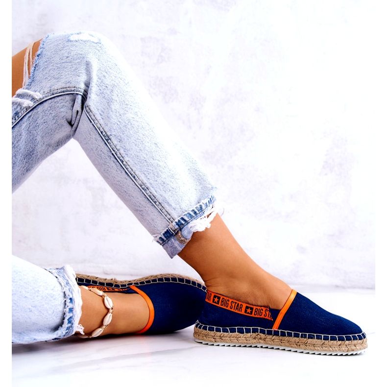 Material Espadrilles Inserție pentru femei Big Star JJ27487 Navy Blue albastru 2