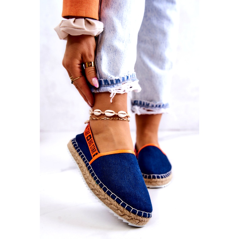 Material Espadrilles Inserție pentru femei Big Star JJ27487 Navy Blue albastru 1