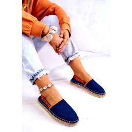 Material Espadrilles Inserție pentru femei Big Star JJ27487 Navy Blue albastru 3