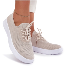 Seastar Pantofi sporturi ambalate material pe platformă bej pentru femei 4 Seastar Pantofi sporturi ambalate material pe platformă bej pentru femei 4