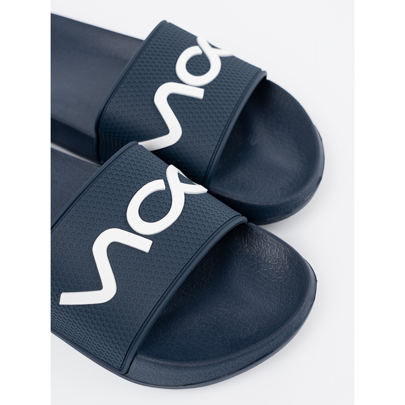 Shelvt Papuci albastre bleumarin cu inscripția 1