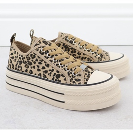 Adidași joși pe o platformă leopard Beige News 9157 bej 2