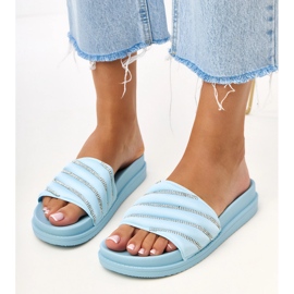 Flip -flops albastru cu zirconii Cardon 5