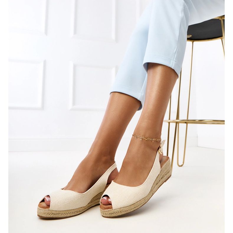 Sandale bej espadrilles pe pană Nevarez 2