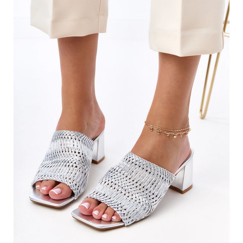 Flip -flops de argint pe postare cu dungi Gamboa împletite 2