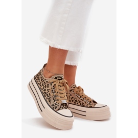 Boto Adidași pentru femei pe platforma masivă Leopard Marinae maro 1