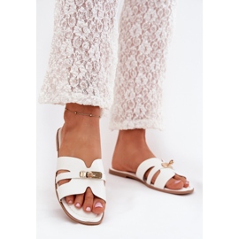 Boto Flip -flops pentru femei cu curea și detalii aurii Kerenza albă 2