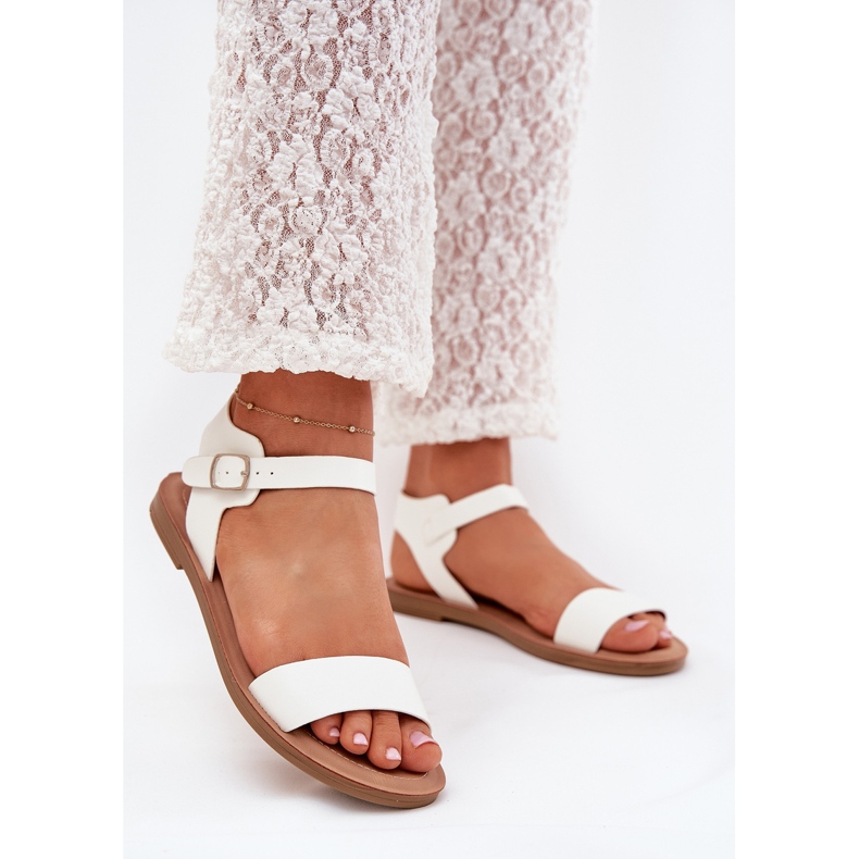 Boto Sandale pentru femei cu calcule plate din piele eco -piele kivara alb 2