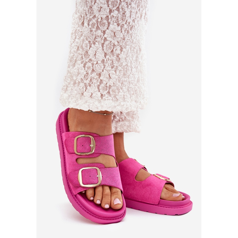 Boto Flip -flops pentru femei pe platformă cu catarame de aur Fuchsia verena roz 1 Boto Flip -flops pentru femei pe platformă cu catarame de aur Fuchsia verena roz 1