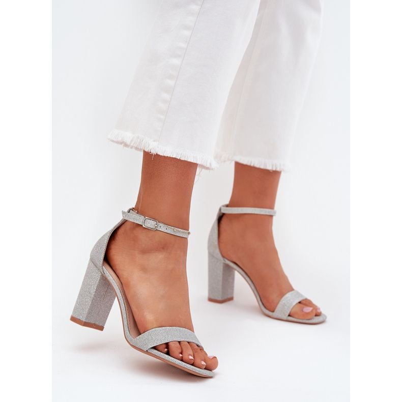 Boto Sandale strălucitoare pentru femei pe postul de argint Kavina 2