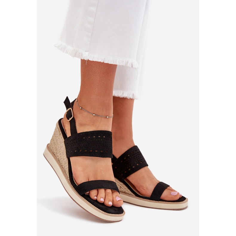 Boto Sandale pentru femei pentru femei pentru pană cu împletitură neagră Zolira negru 1
