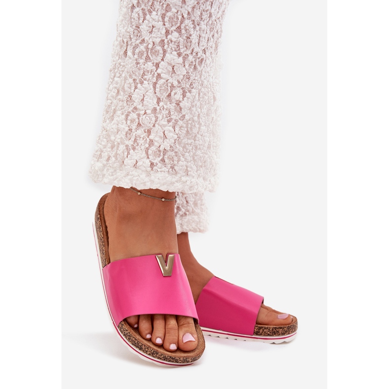 Boto Flip -flops pentru femei pe o platformă de plută cu un detaliu decorativ Fuksia Vessira roz 1