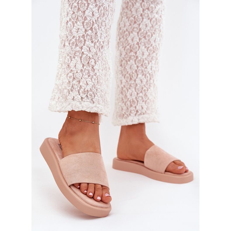 Boto Flip -flops pentru femei pe platformă cu Eco Suede Dirty Rose Jorina roz 2