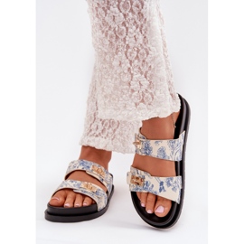 Boto Flip -flops -ul femeilor patroucate pe platforma albastru Sorina 3