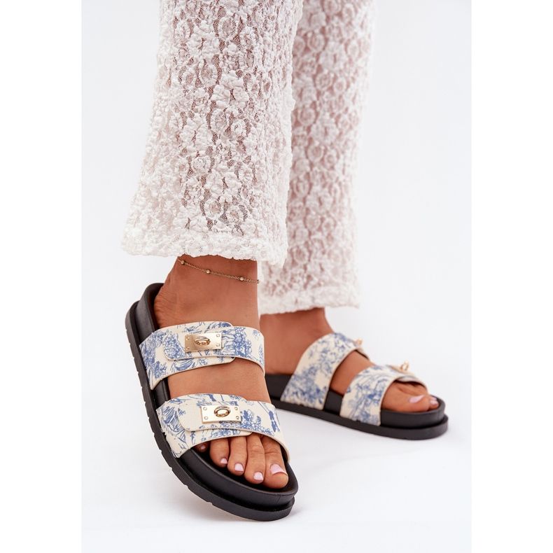 Boto Flip -flops -ul femeilor patroucate pe platforma albastru Sorina 2