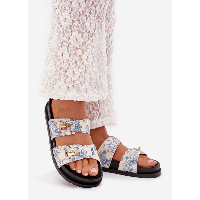 Boto Flip -flops -ul femeilor patroucate pe platforma albastru Sorina 1