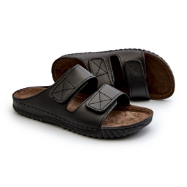 Flip -flops confortabil pentru bărbați cu dungi velcro inblu fm00001u negru 1
