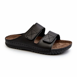 Flip -flops confortabil pentru bărbați cu dungi velcro inblu fm00001u negru 4