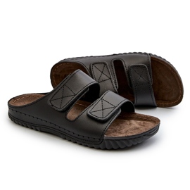 Flip -flops confortabil pentru bărbați cu dungi velcro inblu fm00001u negru 5