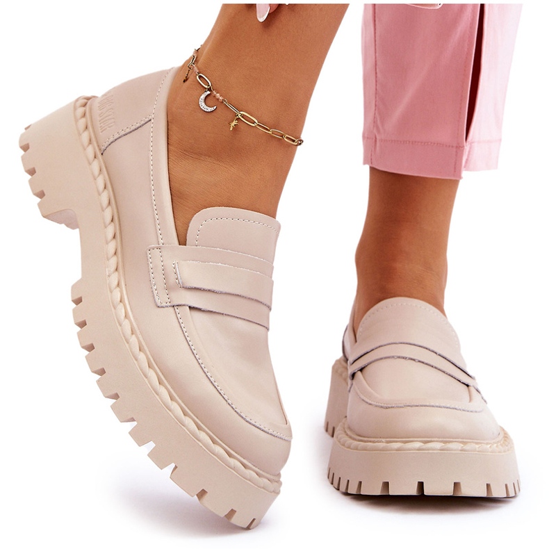 Big Star Star Big Women LL274457 Mocasini din piele bej 5