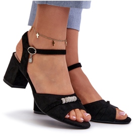 Vinceza Sandale ecologice pentru femei pe postare cu decorațiuni negre negru 4