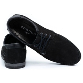 KOMODO Pantofi de mocasin din piele pentru bărbați 875 Nubuk negru 2