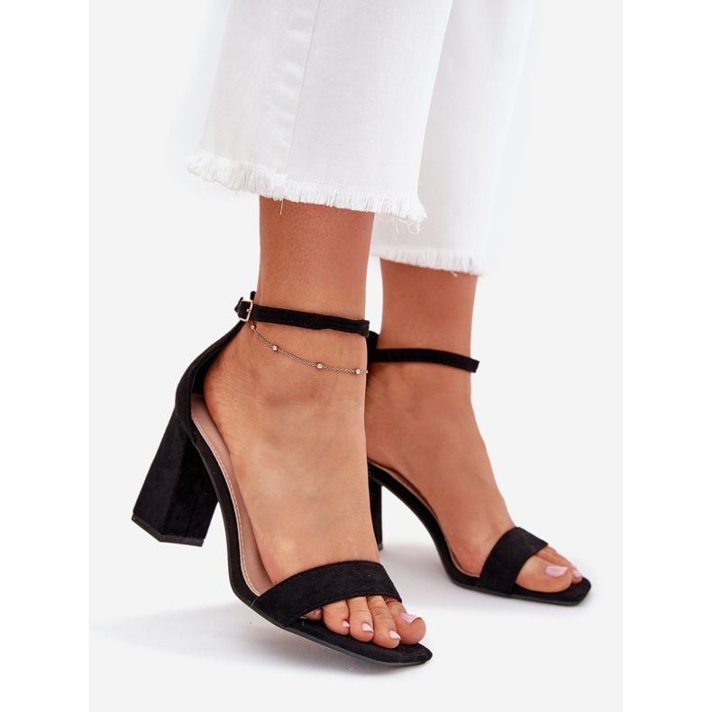 Boto Sandale pentru femei pe Eco Suede Post Black Elirae negru 1