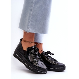 S.Barski Dantelă -up pantofi pentru femei pe platforma de piele naturală S. Barski LR620 Negru 2