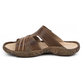 Olivier Papuci din piele pentru bărbați 680mA maro închis 2 Olivier Papuci din piele pentru bărbați 680mA maro închis 2