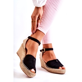 Sandale confortabile de damă, pe pană Dellia, neagră negru 1