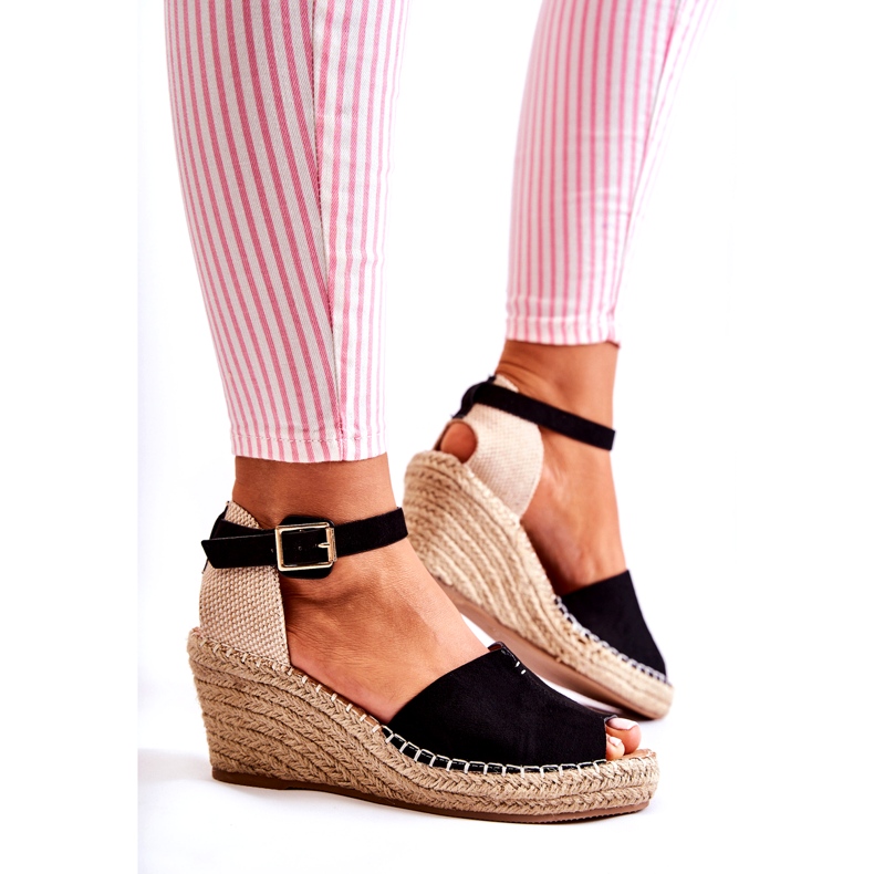 Sandale confortabile de damă, pe pană Dellia, neagră negru 2