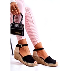 Sandale confortabile de damă, pe pană Dellia, neagră negru 4