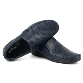 Olivier Mocasini bărbați din piele ajurata 0525, bleumarin albastru 5