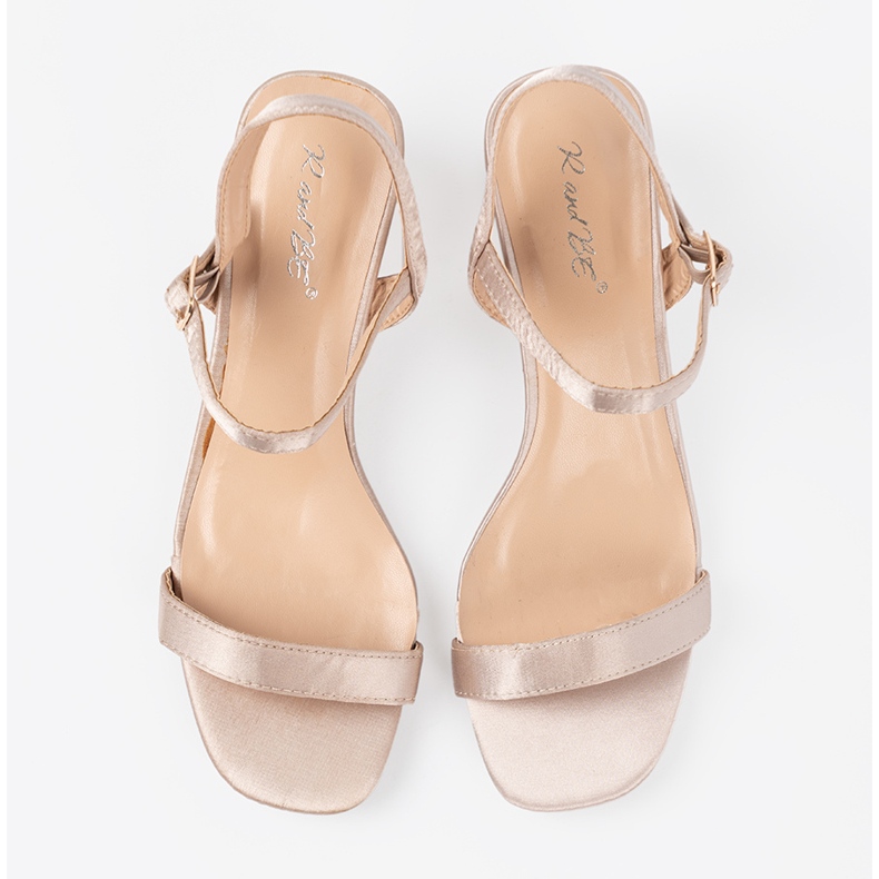 Shelvt Sandale din satin cu degete joase bej 2 Shelvt Sandale din satin cu degete joase bej 2