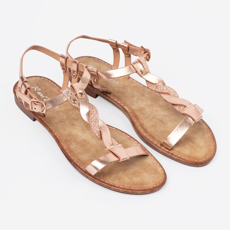 Shelvt Sandale cu o centură strălucitoare de aur roz 2