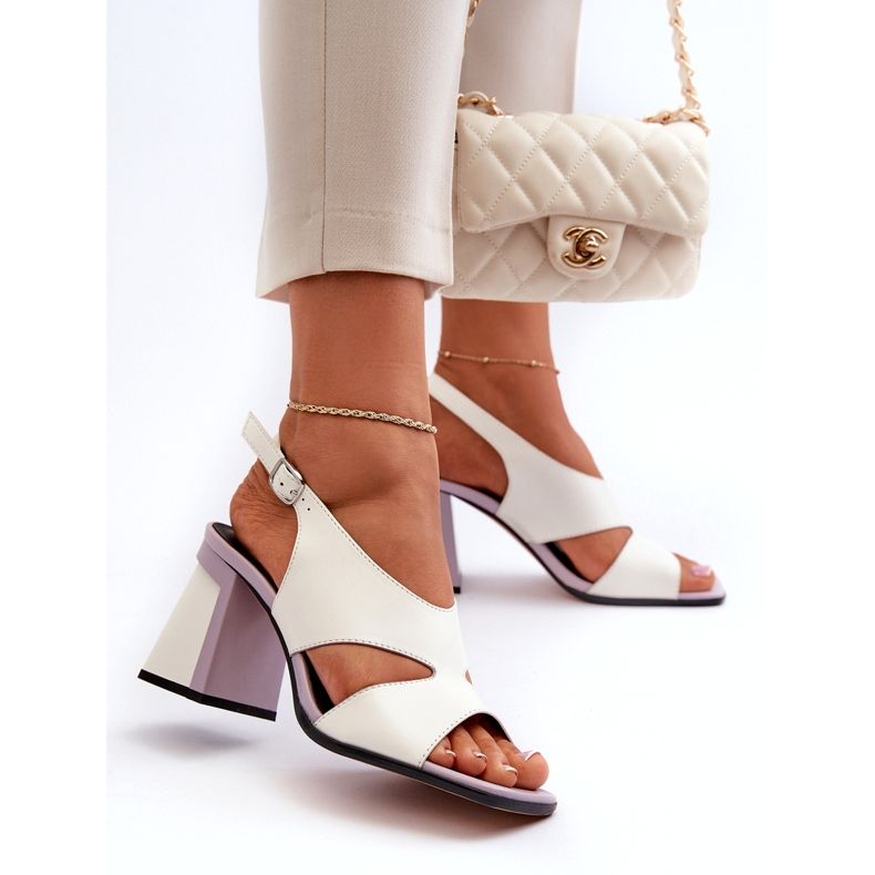 S.Barski Sandale de damă cu toc înalt alb D&amp;A MR38-153 4