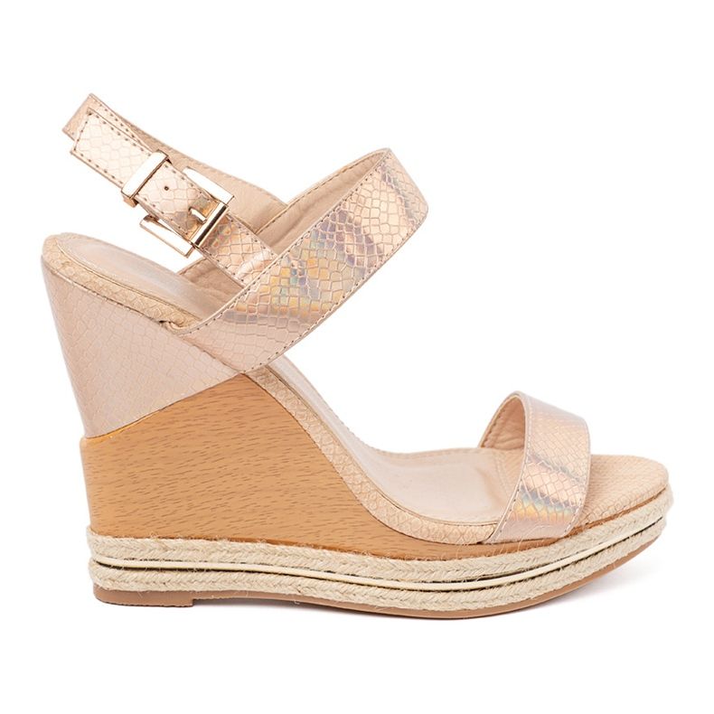 Shelvt Sandale pentru femei pe panouri în aur roz 2